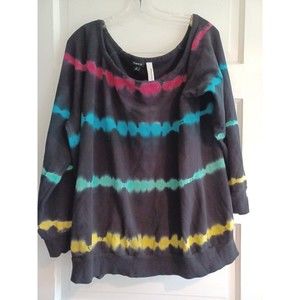 Torrid Strong Callie tie dye sweatshirt plus sz 2 Pride black rainbow comfy